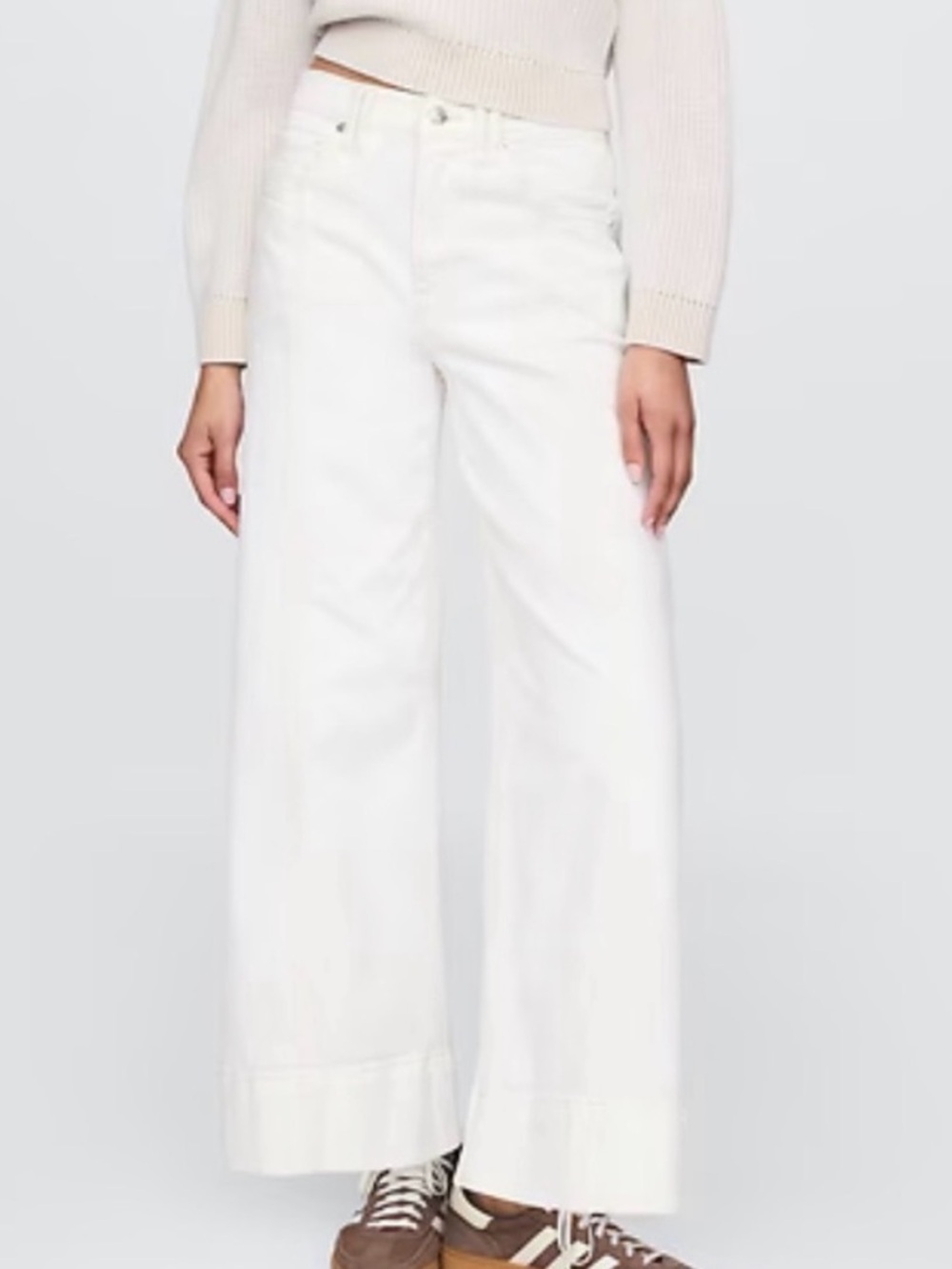 NWOT Gap High Rise Stride Wide-Leg Ankle Jeans Off-White Size 20 regular